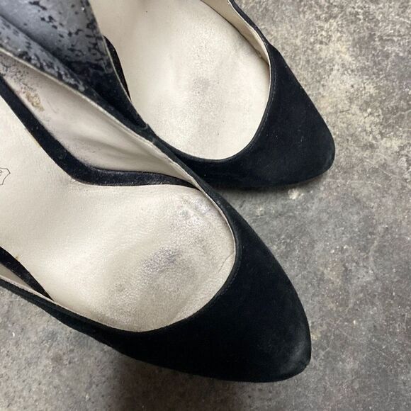 Aldo Black Leather Suede & Silver Platform Stiletto Size 8 - Picture 9 of 12